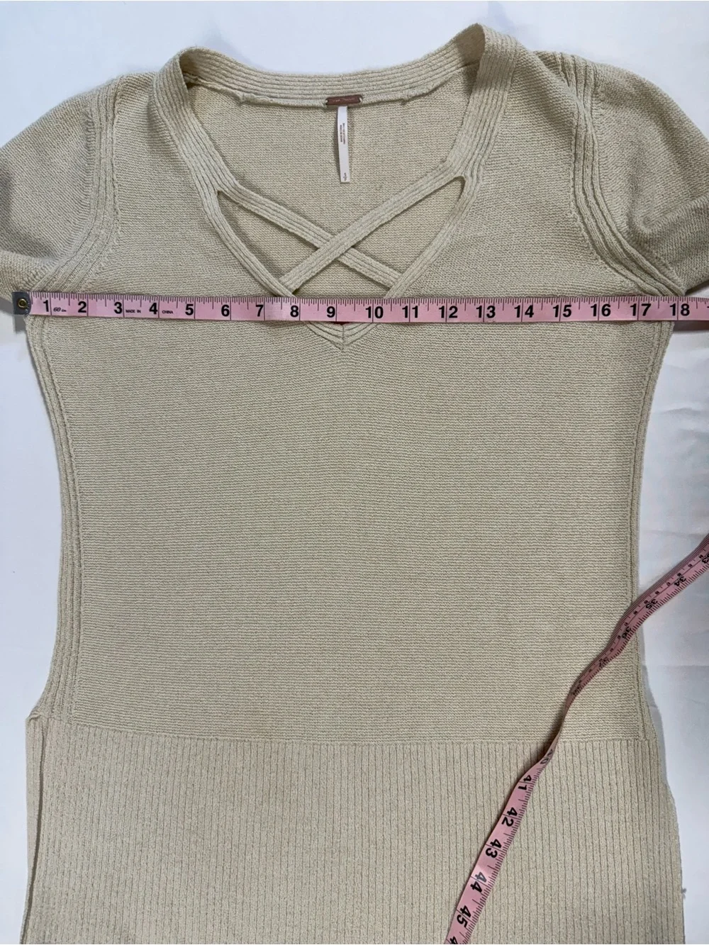 Free People Criss Cross Tunic Sweater Cream Oatmeal Size Small